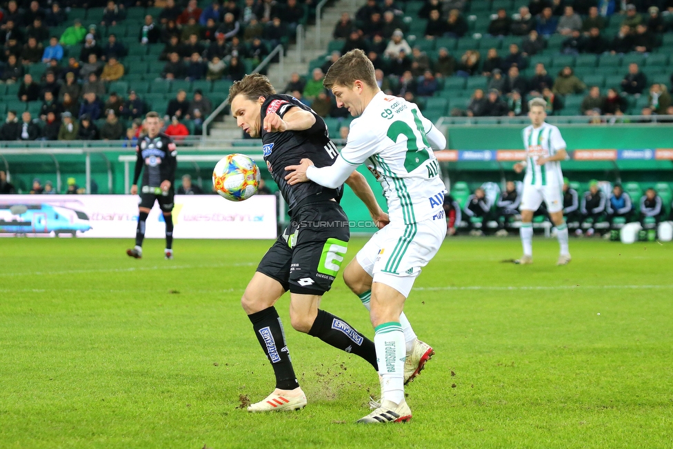 Rapid Wien - Sturm Graz
Oesterreichische Fussball Bundesliga, 17. Runde, SK Rapid Wien - SK Sturm Graz, Weststadion Wien, 09.12.2018. 

Foto zeigt Stefan Hierlaender (Sturm) und Stephan Auer (Rapid)
