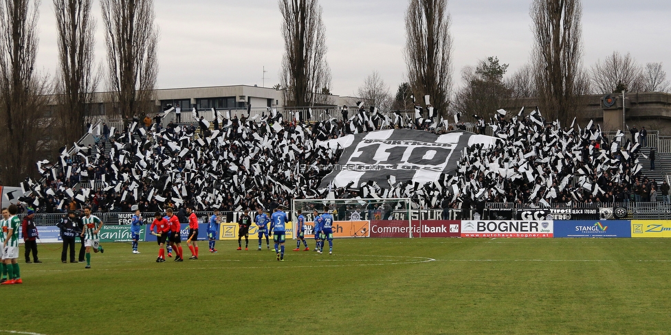 Mattersburg - Sturm Graz
Oesterreichische Fussball Bundesliga, 19. Runde, SV Mattersburg - SK Sturm Graz, Pappelstadion Mattersburg, 24.02.2019. 

Foto zeigt Fans von Sturm mit einer Choreografie
