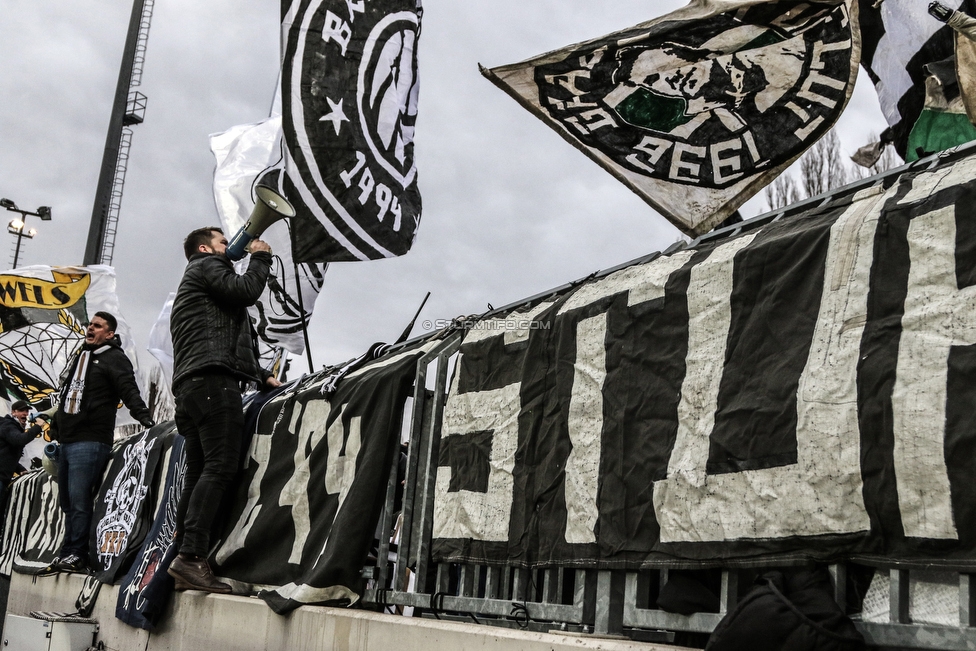 Mattersburg - Sturm Graz
Oesterreichische Fussball Bundesliga, 19. Runde, SV Mattersburg - SK Sturm Graz, Pappelstadion Mattersburg, 24.02.2019. 

Foto zeigt Fans von Sturm
