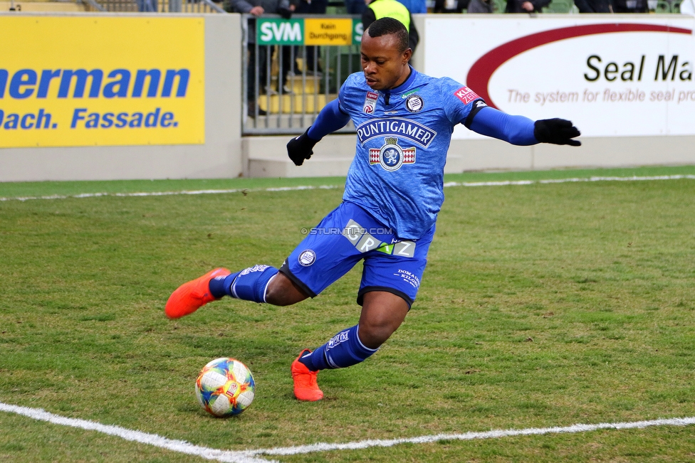 Mattersburg - Sturm Graz
Oesterreichische Fussball Bundesliga, 19. Runde, SV Mattersburg - SK Sturm Graz, Pappelstadion Mattersburg, 24.02.2019. 

Foto zeigt Emeka Friday Eze (Sturm)
