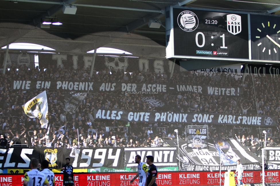 Sturm Graz - LASK
Oesterreichische Fussball Bundesliga, 20. Runde, SK Sturm Graz - LASK, Stadion Liebenau Graz, 03.03.2019. 

Foto zeigt Fans von Sturm mit einem Spruchband
