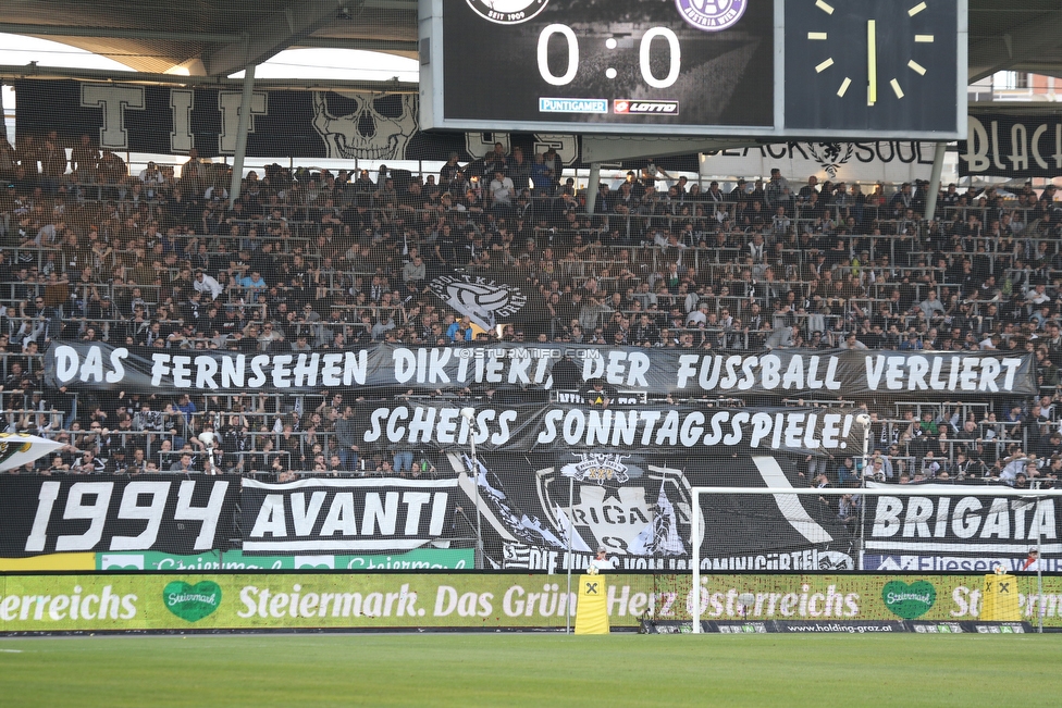 Sturm Graz - Austria Wien
Oesterreichische Fussball Bundesliga, 22. Runde, SK Sturm Graz - FK Austria Wien, Stadion Liebenau Graz, 17.03.2019. 

Foto zeigt Fans von Sturm mit einem Spruchband
Schlüsselwörter: protest