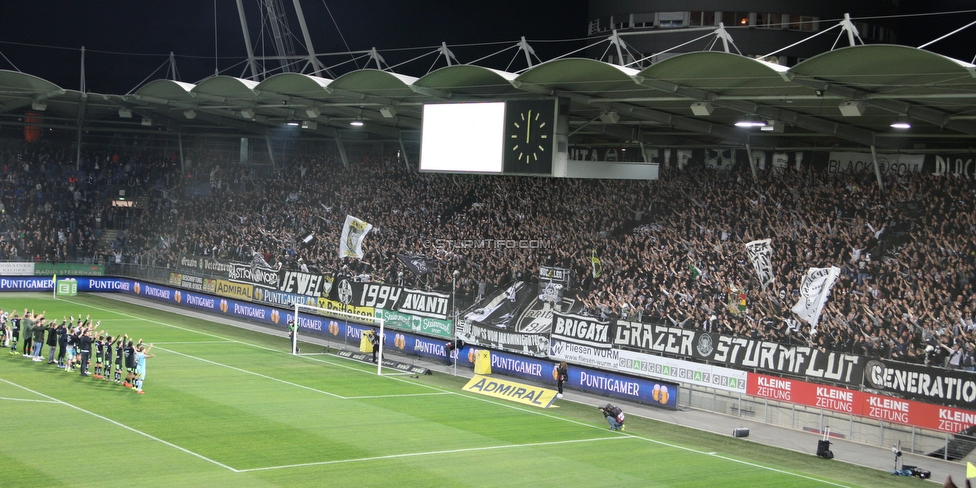 Sturm Graz - Austria Wien
Oesterreichische Fussball Bundesliga, 22. Runde, SK Sturm Graz - FK Austria Wien, Stadion Liebenau Graz, 17.03.2019. 

Foto zeigt Fans von Sturm und die Mannschaft von Sturm
