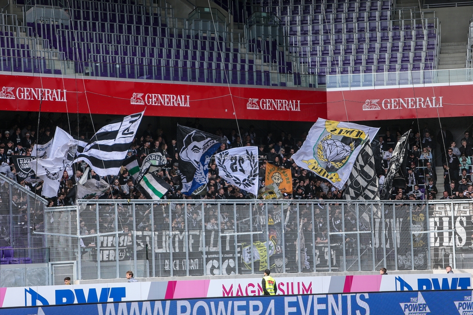 Austria Wien - Sturm Graz
Oesterreichische Fussball Bundesliga, 24. Runde, FK Austria Wien - SK Sturm Graz, Franz Horr Stadion Wien, 07.04.2019. 

Foto zeigt Fans von Sturm
