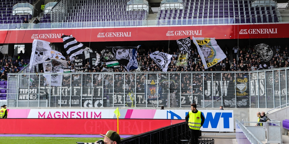 Austria Wien - Sturm Graz
Oesterreichische Fussball Bundesliga, 24. Runde, FK Austria Wien - SK Sturm Graz, Franz Horr Stadion Wien, 07.04.2019. 

Foto zeigt Fans von Sturm
