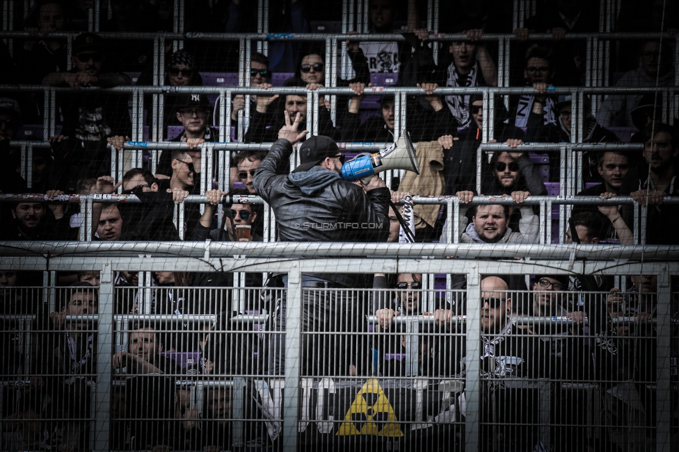 Austria Wien - Sturm Graz
Oesterreichische Fussball Bundesliga, 24. Runde, FK Austria Wien - SK Sturm Graz, Franz Horr Stadion Wien, 07.04.2019. 

Foto zeigt Fans von Sturm
