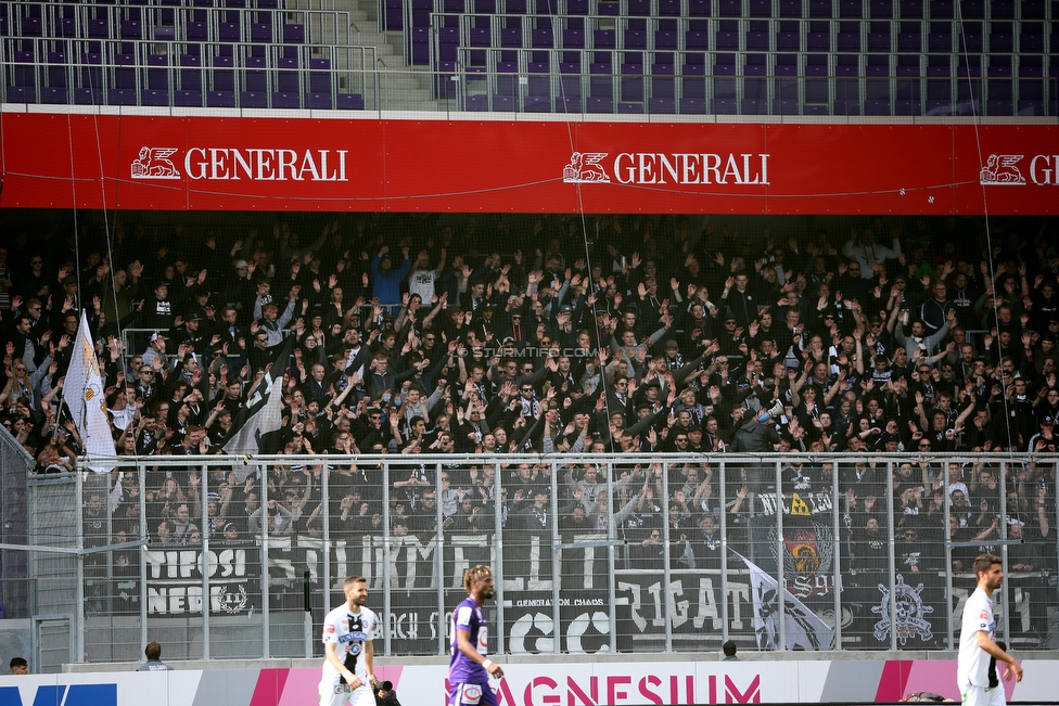 Austria Wien - Sturm Graz
Oesterreichische Fussball Bundesliga, 24. Runde, FK Austria Wien - SK Sturm Graz, Franz Horr Stadion Wien, 07.04.2019. 

Foto zeigt Fans von Sturm
