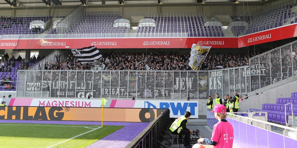 Austria Wien - Sturm Graz
Oesterreichische Fussball Bundesliga, 24. Runde, FK Austria Wien - SK Sturm Graz, Franz Horr Stadion Wien, 07.04.2019. 

Foto zeigt Fans von Sturm
