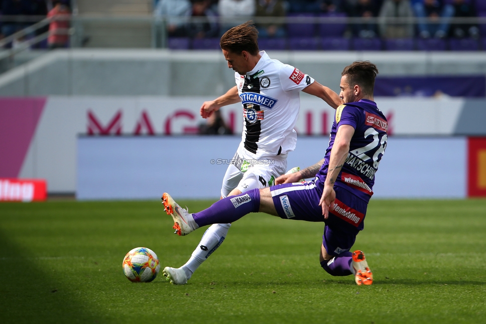 Austria Wien - Sturm Graz
Oesterreichische Fussball Bundesliga, 24. Runde, FK Austria Wien - SK Sturm Graz, Franz Horr Stadion Wien, 07.04.2019. 

Foto zeigt Stefan Hierlaender (Sturm)
