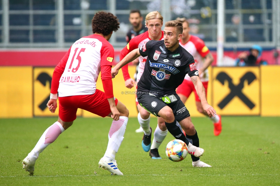 RB Salzburg - Sturm Graz
Oesterreichische Fussball Bundesliga, 25. Runde, FC RB Salzburg - SK Sturm Graz, Franz Horr Stadion Wien, 14.04.2019. 

Foto zeigt Andre Ramalho (Salzburg) und Sandi Lovric (Sturm)
