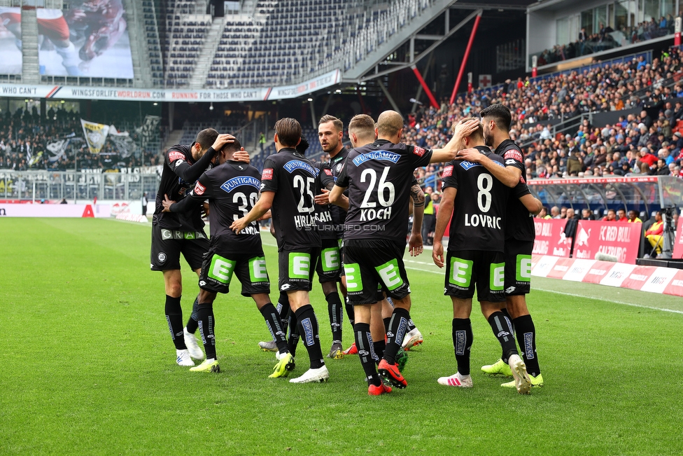 RB Salzburg - Sturm Graz
Oesterreichische Fussball Bundesliga, 25. Runde, FC RB Salzburg - SK Sturm Graz, Franz Horr Stadion Wien, 14.04.2019. 

Foto zeigt die Mannschaft von Sturm
Schlüsselwörter: torjubel