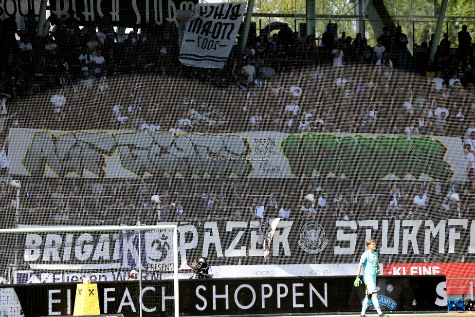 Sturm Graz - Wolfsberg
Oesterreichische Fussball Bundesliga, 26. Runde, SK Sturm Graz - Wolfsberger AC, Stadion Liebenau Graz, 21.04.2019. 

Foto zeigt Fans von Sturm mit einem Spruchband
