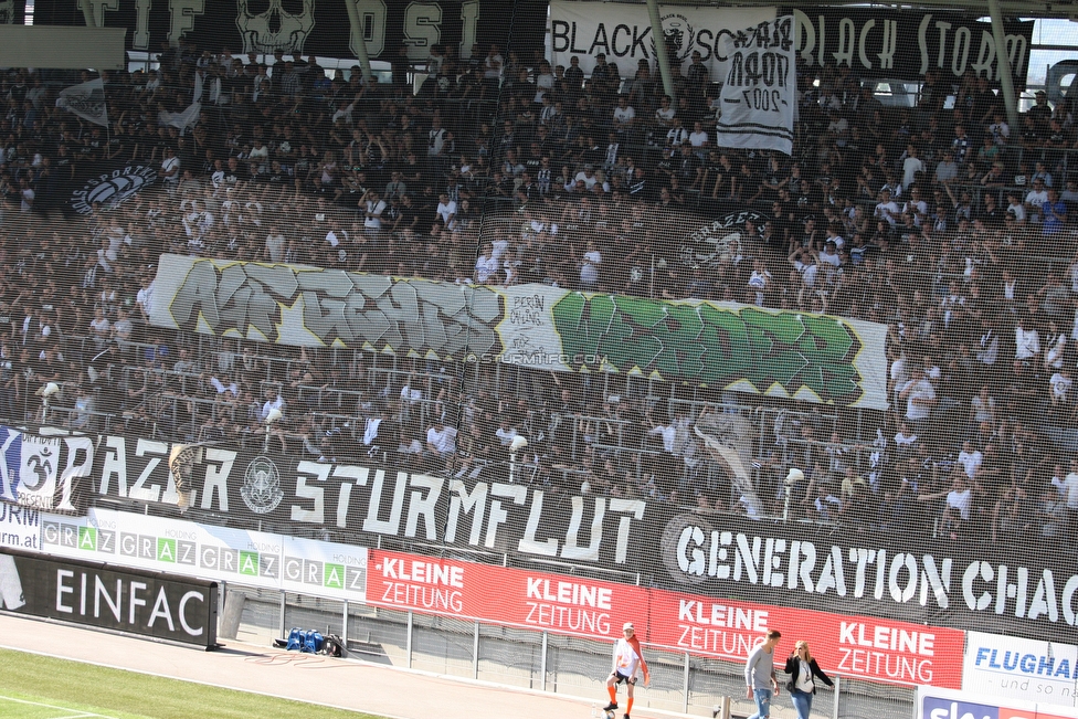 Sturm Graz - Wolfsberg
Oesterreichische Fussball Bundesliga, 26. Runde, SK Sturm Graz - Wolfsberger AC, Stadion Liebenau Graz, 21.04.2019. 

Foto zeigt Fans von Sturm mit einem Spruchband
