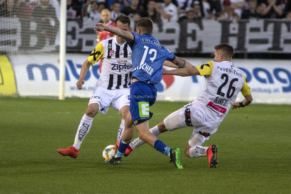 LASK - Sturm Graz
Oesterreichische Fussball Bundesliga, 27. Runde, LASK - SK Sturm Graz, Waldstadion Pasching, 24.04.2019. 

Foto zeigt Jakob Jantscher (Sturm) und Reinhold Ranftl (LASK)
