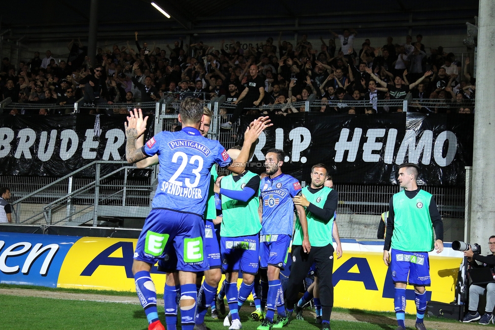 LASK - Sturm Graz
Oesterreichische Fussball Bundesliga, 27. Runde, LASK - SK Sturm Graz, Waldstadion Pasching, 24.04.2019. 

Foto zeigt Lukas Spendlhofer (Sturm), Lukas Grozurek (Sturm) und Markus Pink (Sturm)
Schlüsselwörter: torjubel