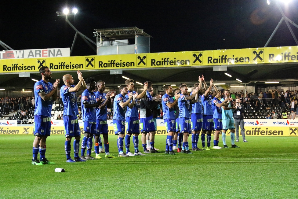 LASK - Sturm Graz
Oesterreichische Fussball Bundesliga, 27. Runde, LASK - SK Sturm Graz, Waldstadion Pasching, 24.04.2019. 

Foto zeigt die Mannschaft von Sturm
Schlüsselwörter: jubel