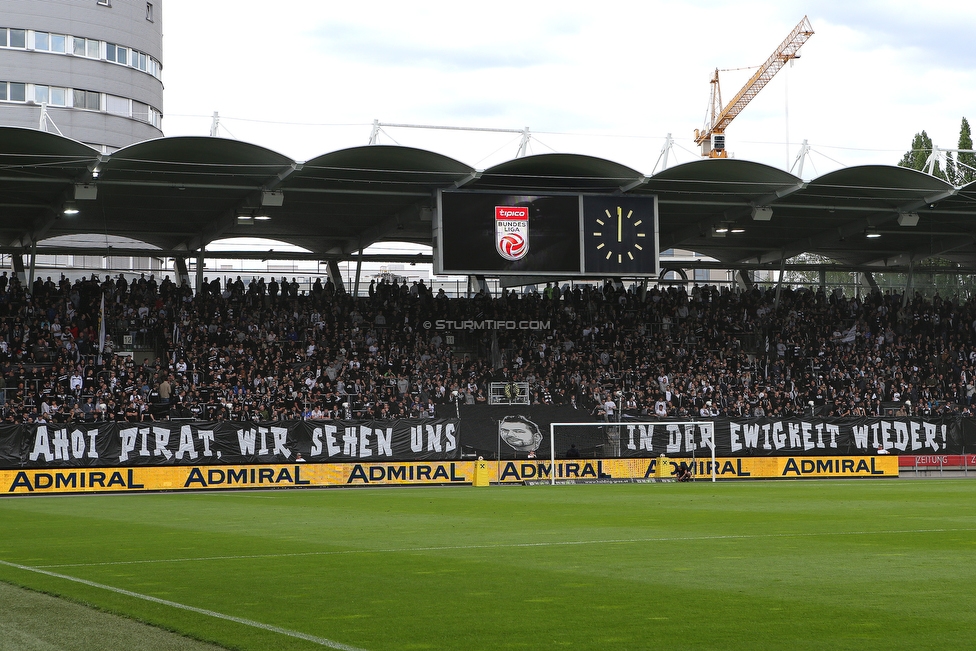 Sturm Graz - LASK
Oesterreichische Fussball Bundesliga, 28. Runde, SK Sturm Graz - LASK, Stadion Liebenau Graz, 28.04.2019. 

Foto zeigt den Trauerflor der Nordkurve
