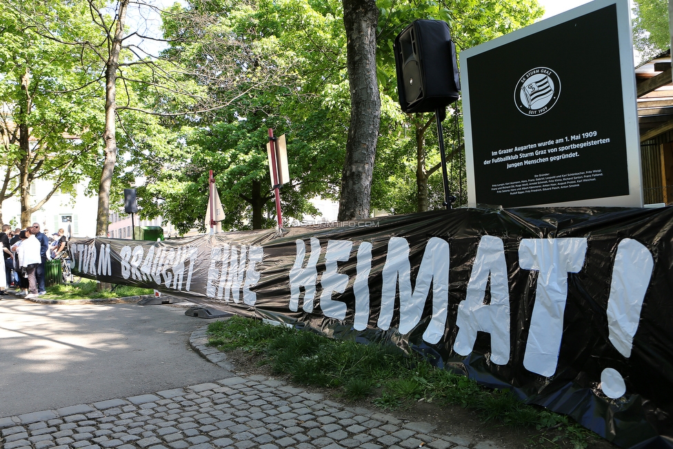 110 Jahre Sturm
110 Jahre SK Sturm Graz, Augarten Graz, 01.05.2019.

Foto zeigt ein Spruchband im Augarten
