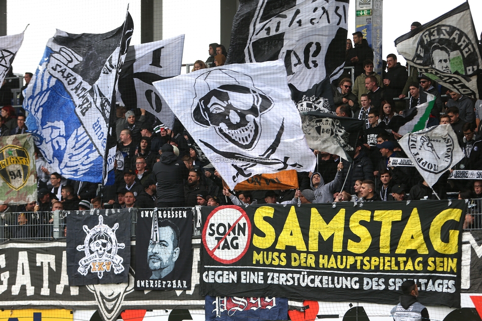 St. Poelten - Sturm Graz
Oesterreichische Fussball Bundesliga, 29. Runde, SKN St. Poelten - SK Sturm Graz, Arena St. Poelten, 05.05.2019. 

Foto zeigt Fans von Sturm
Schlüsselwörter: protest