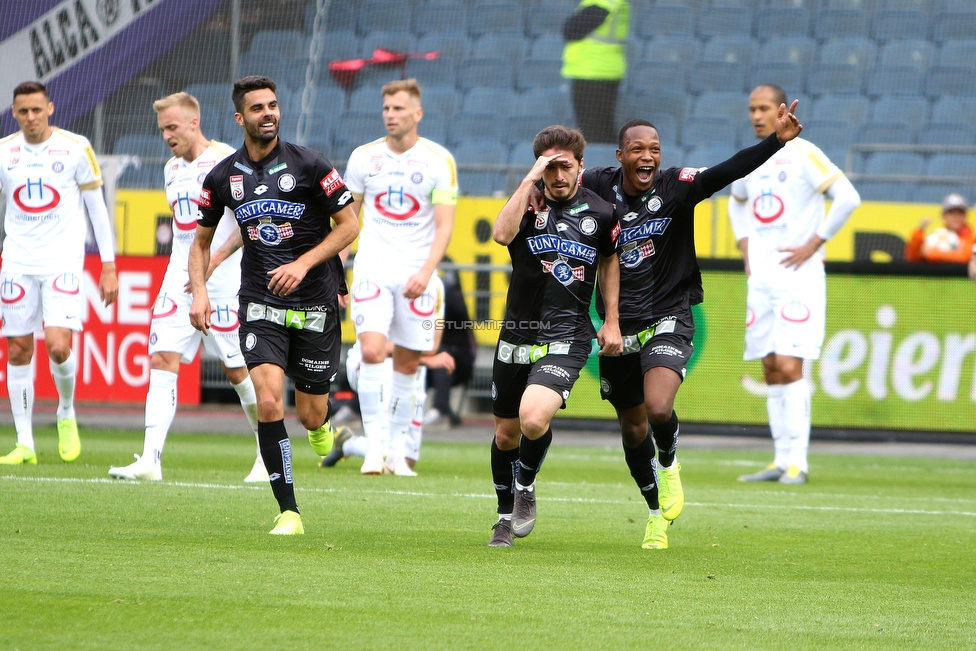 Sturm Graz - Austria Wien
Oesterreichische Fussball Bundesliga, 30. Runde, SK Sturm Graz - FK Austria Wien, Stadion Liebenau Graz, 12.05.2019. 

Foto zeigt Juan Dominguez (Sturm) Otar Kiteishvili (Sturm) und Michael John Lema (Sturm)
Schlüsselwörter: torjubel