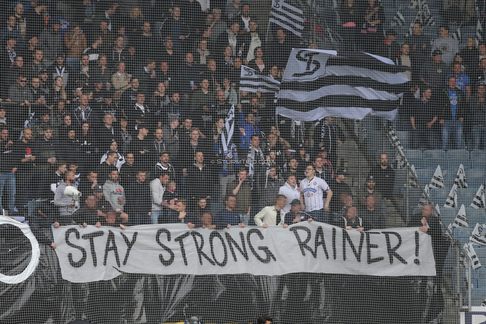 Sturm Graz - RB Salzburg
Oesterreichische Fussball Bundesliga, 31. Runde, SK Sturm Graz - FC RB Salzburg, Stadion Liebenau Graz, 19.05.2019. 

Foto zeigt Fans von Sturm mit einem Spruchband
