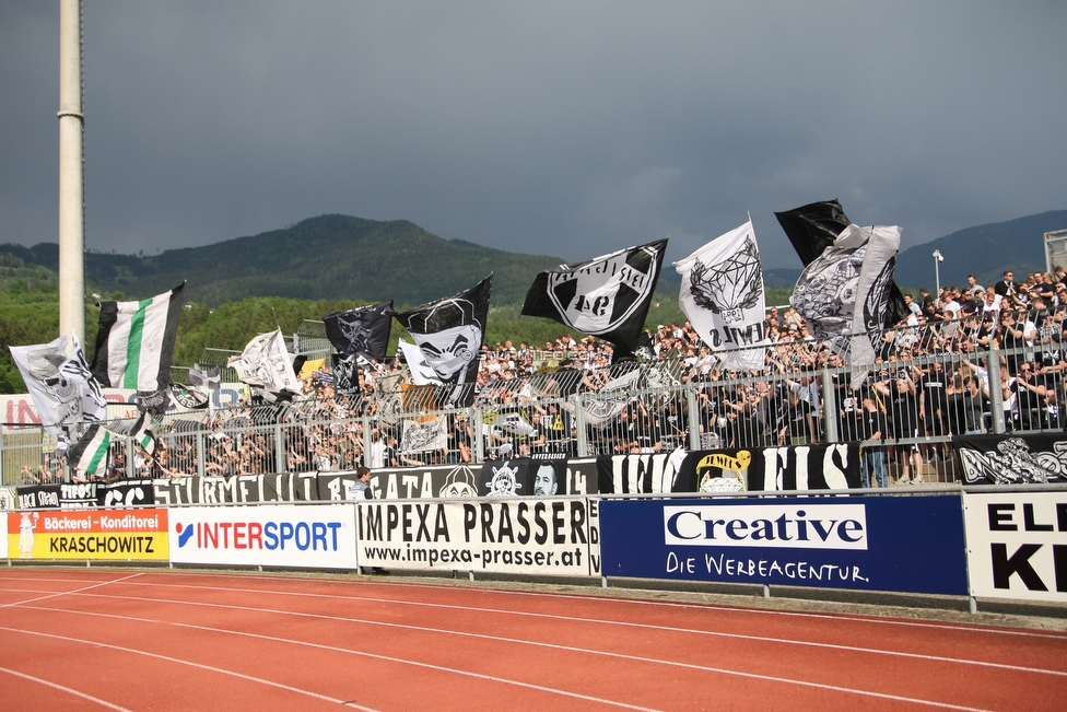 Wolfsberg - Sturm Graz
Oesterreichische Fussball Bundesliga, 32. Runde, Wolfsberger AC - SK Sturm Graz, Lavanttal Arena Wolfsberg, 26.05.2019. 

Foto zeigt Fans von Sturm
