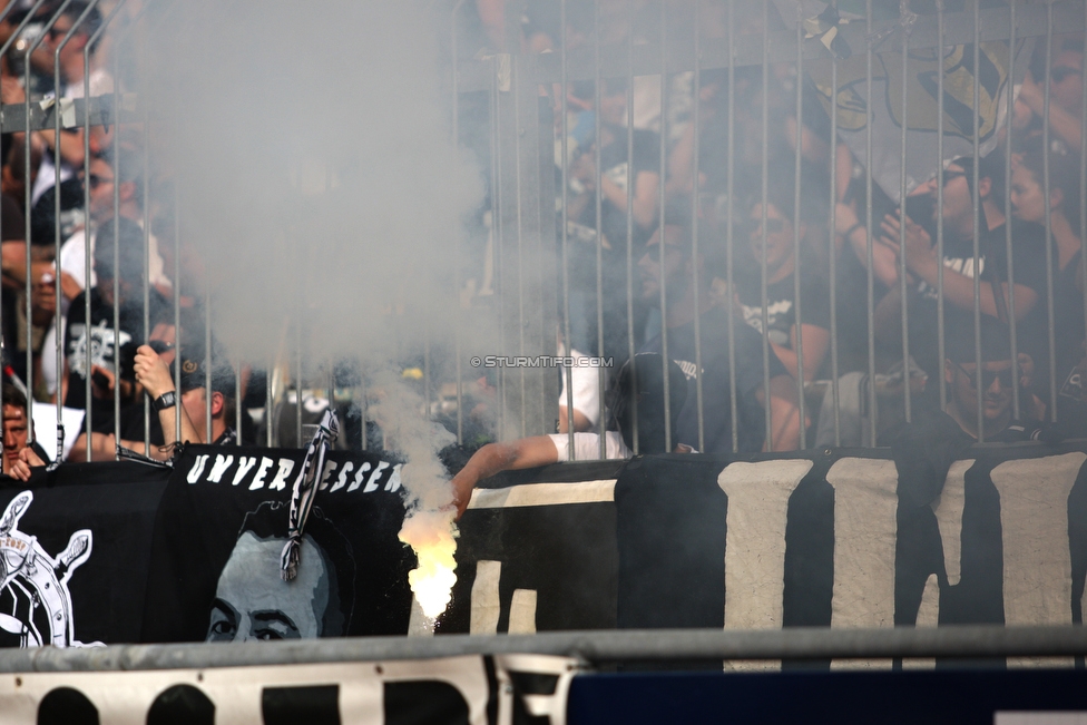 Wolfsberg - Sturm Graz
Oesterreichische Fussball Bundesliga, 32. Runde, Wolfsberger AC - SK Sturm Graz, Lavanttal Arena Wolfsberg, 26.05.2019. 

Foto zeigt Fans von Sturm
