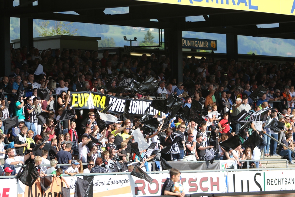 Wolfsberg - Sturm Graz
Oesterreichische Fussball Bundesliga, 32. Runde, Wolfsberger AC - SK Sturm Graz, Lavanttal Arena Wolfsberg, 26.05.2019. 

Foto zeigt Fans von Wolfsberg mit einem Spruchband
