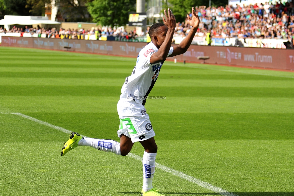 Wolfsberg - Sturm Graz
Oesterreichische Fussball Bundesliga, 32. Runde, Wolfsberger AC - SK Sturm Graz, Lavanttal Arena Wolfsberg, 26.05.2019. 

Foto zeigt Michael John Lema (Sturm)
Schlüsselwörter: torjubel