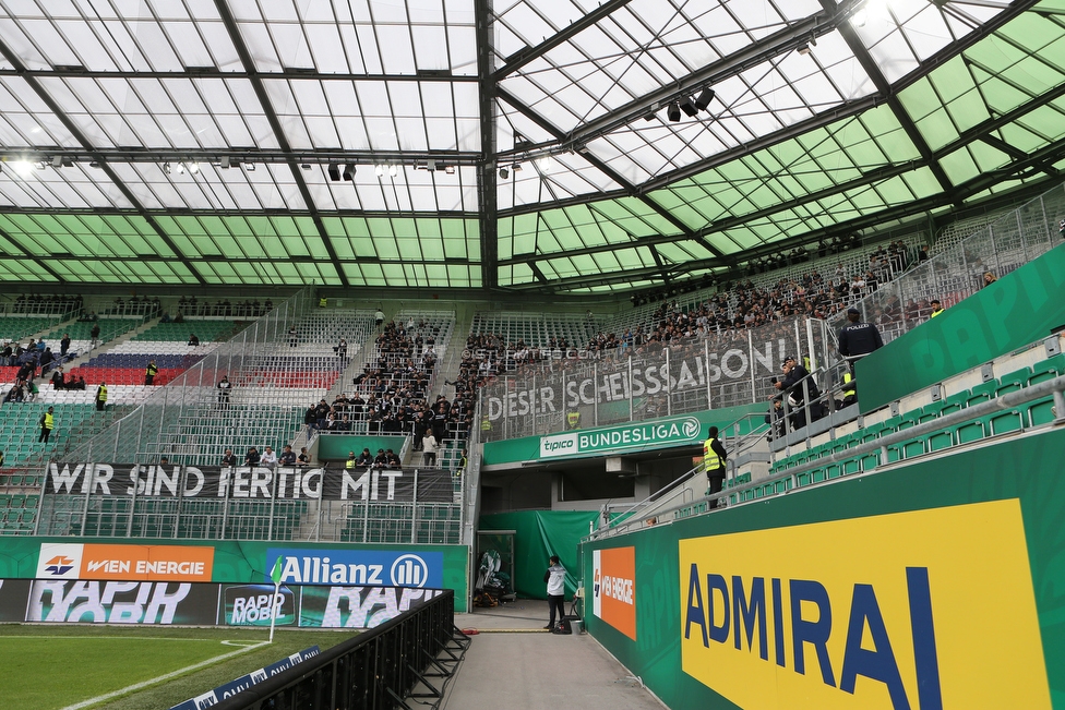 Rapid Wien - Sturm Graz
Oesterreichische Fussball Bundesliga, 34. Runde Europa League Play-Off, SK Rapid Wien - SK Sturm Graz, Weststadion Wien, 30.05.2019. 

Foto zeigt Fans von Sturm mit einem Spruchband
Schlüsselwörter: protest