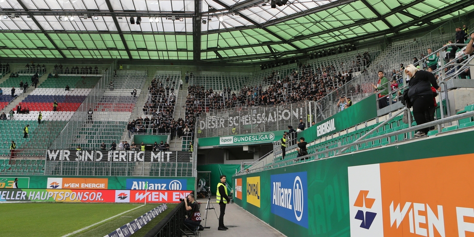 Rapid Wien - Sturm Graz
Oesterreichische Fussball Bundesliga, 34. Runde Europa League Play-Off, SK Rapid Wien - SK Sturm Graz, Weststadion Wien, 30.05.2019. 

Foto zeigt Fans von Sturm mit einem Spruchband
Schlüsselwörter: protest