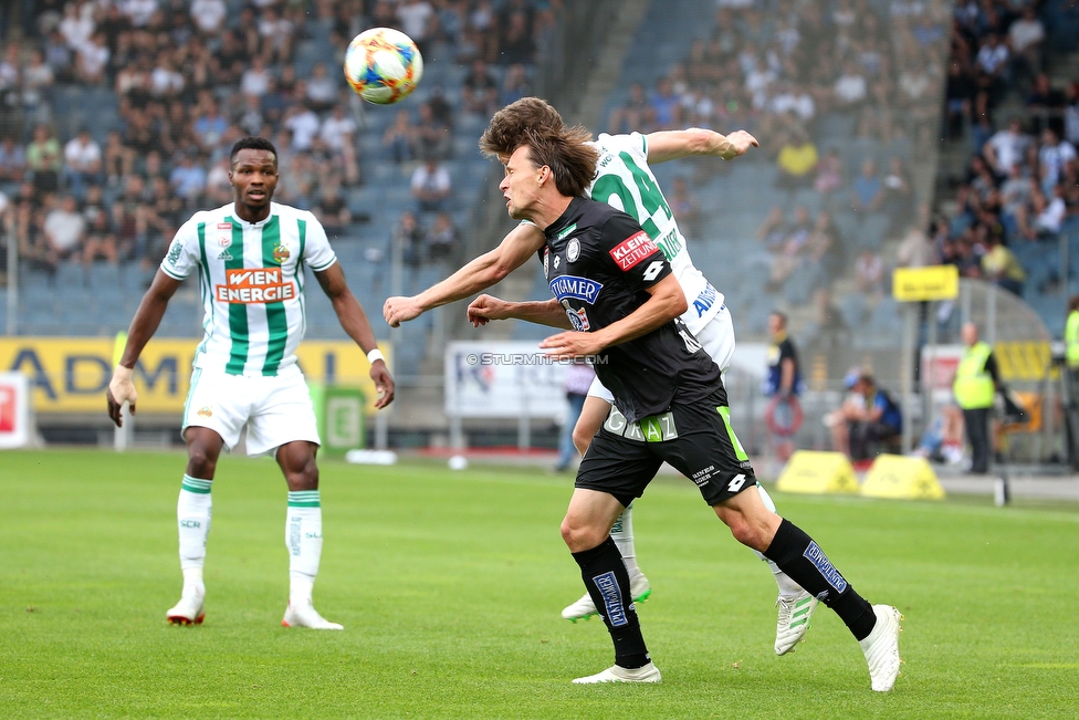 Sturm Graz - Rapid Wien
Oesterreichische Fussball Bundesliga, 35. Runde Europa League Play-Off, SK Sturm Graz - SK Rapid Wien, Stadion Liebenau Graz, 02.06.2019. 

Foto zeigt Stefan Hierlaender (Sturm) und Stephan Auer (Rapid)
Schlüsselwörter: kopfball