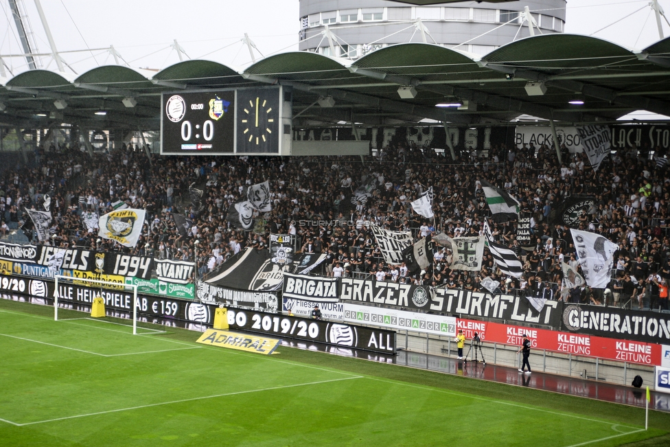 Oesterreichische Fussball Bundesliga, 1. Runde, SK Sturm Graz - SKN St. Poelten, Stadion Liebenau Graz, 28.07.2019. 

Foto zeigt Fans von Sturm
