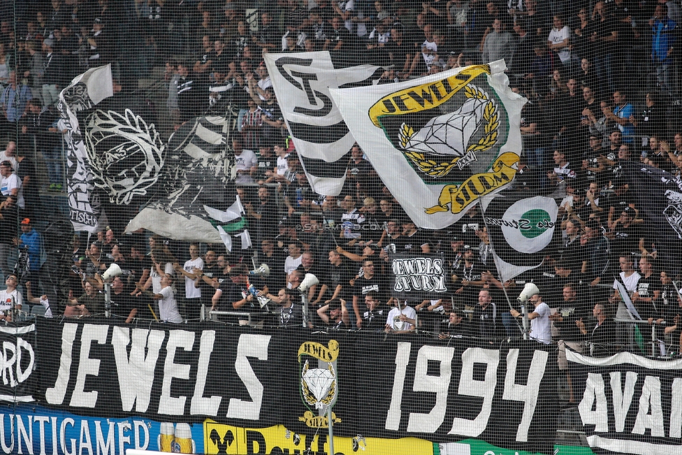 Oesterreichische Fussball Bundesliga, 1. Runde, SK Sturm Graz - SKN St. Poelten, Stadion Liebenau Graz, 28.07.2019. 

Foto zeigt Fans von Sturm
