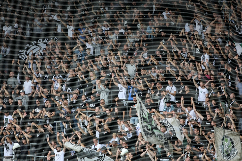 Oesterreichische Fussball Bundesliga, 1. Runde, SK Sturm Graz - SKN St. Poelten, Stadion Liebenau Graz, 28.07.2019. 

Foto zeigt Fans von Sturm
