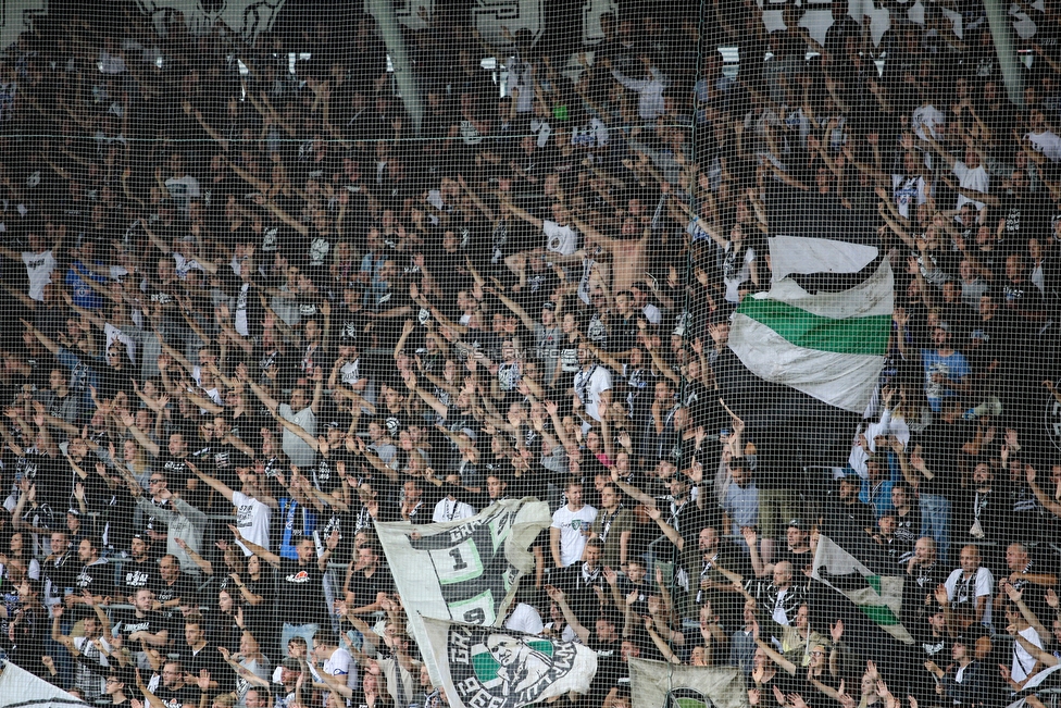 Oesterreichische Fussball Bundesliga, 1. Runde, SK Sturm Graz - SKN St. Poelten, Stadion Liebenau Graz, 28.07.2019. 

Foto zeigt Fans von Sturm
