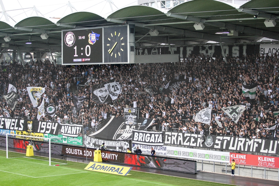 Oesterreichische Fussball Bundesliga, 1. Runde, SK Sturm Graz - SKN St. Poelten, Stadion Liebenau Graz, 28.07.2019. 

Foto zeigt Fans von Sturm
