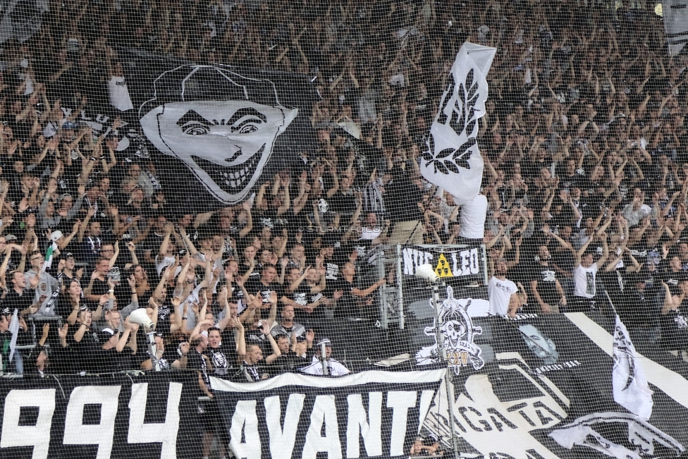 Oesterreichische Fussball Bundesliga, 1. Runde, SK Sturm Graz - SKN St. Poelten, Stadion Liebenau Graz, 28.07.2019. 

Foto zeigt Fans von Sturm
