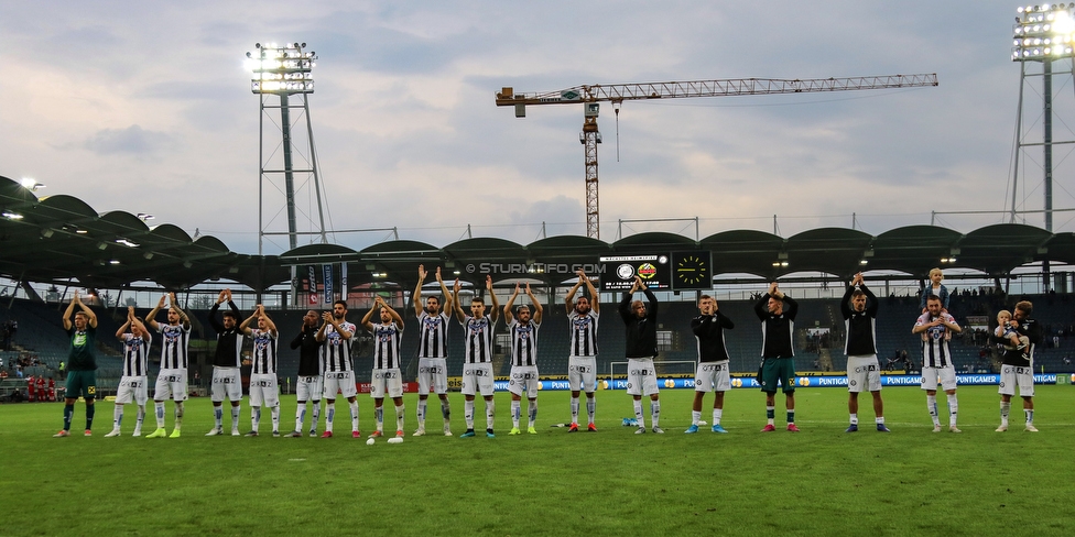 Oesterreichische Fussball Bundesliga, 1. Runde, SK Sturm Graz - SKN St. Poelten, Stadion Liebenau Graz, 28.07.2019. 

Foto zeigt die Mannschaft von Sturm
Schlüsselwörter: jubel