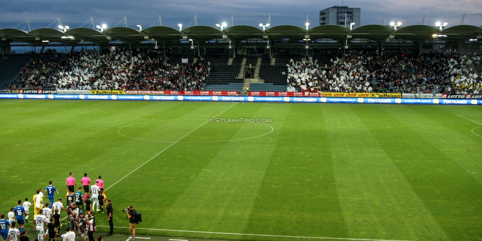 Sturm Graz - Haugesund
UEFA Europa League Qualifikation 2 Runde, SK Sturm Graz - FK Haugesund, Stadion Liebenau Graz, 01.08.2019. 

Foto zeigt Fans von Sturm mit einer Choreografie
