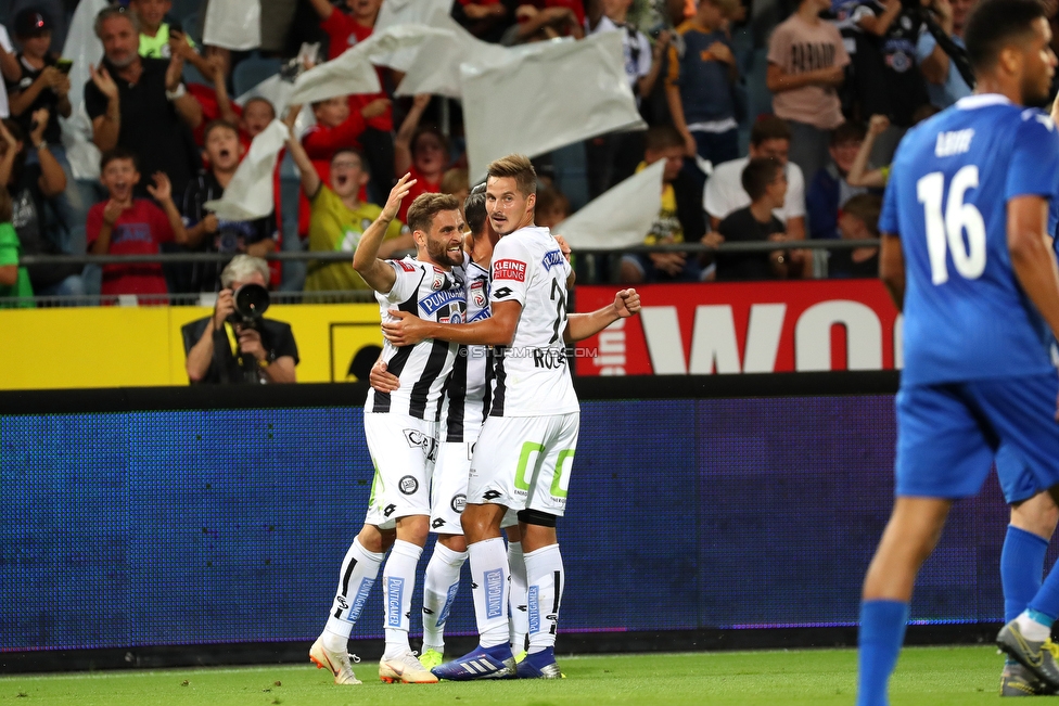 Sturm Graz - Haugesund
UEFA Europa League Qualifikation 2 Runde, SK Sturm Graz - FK Haugesund, Stadion Liebenau Graz, 01.08.2019. 

Foto zeigt Philipp Huspek (Sturm) und Thorsten Roecher (Sturm)
Schlüsselwörter: torjubel