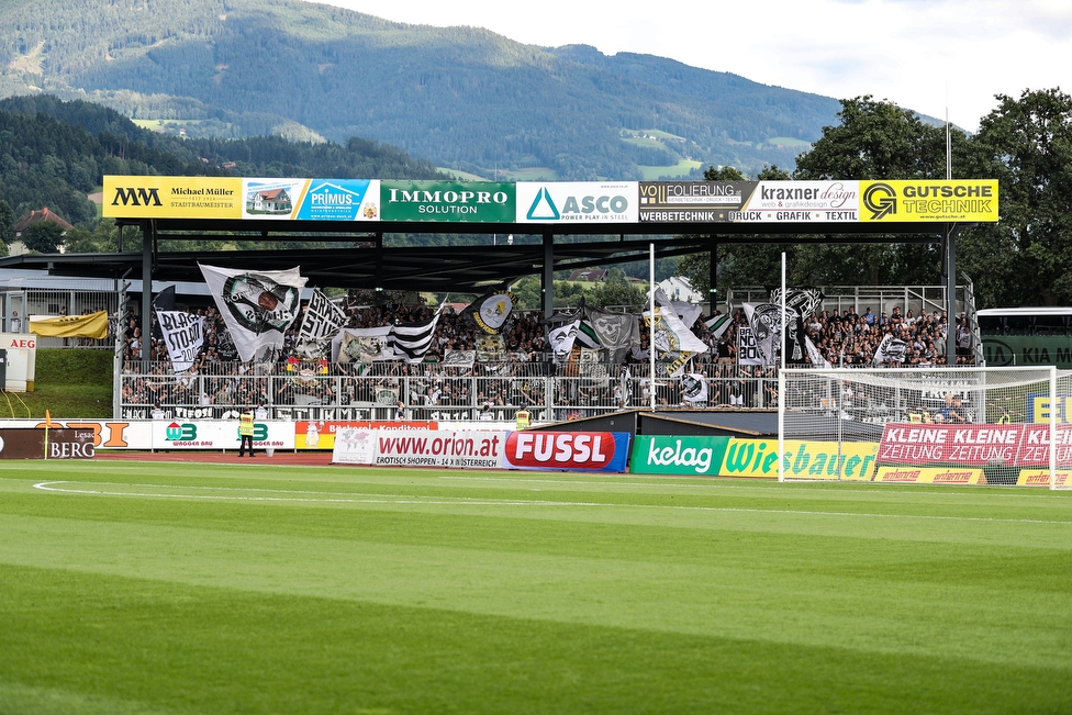 Wolfsberg - Sturm Graz
Oesterreichische Fussball Bundesliga, 2. Runde, Wolfsberger AC - SK Sturm Graz, Lavanttal Arena Wolfsberg, 04.08.2019. 

Foto zeigt Fans von Sturm
