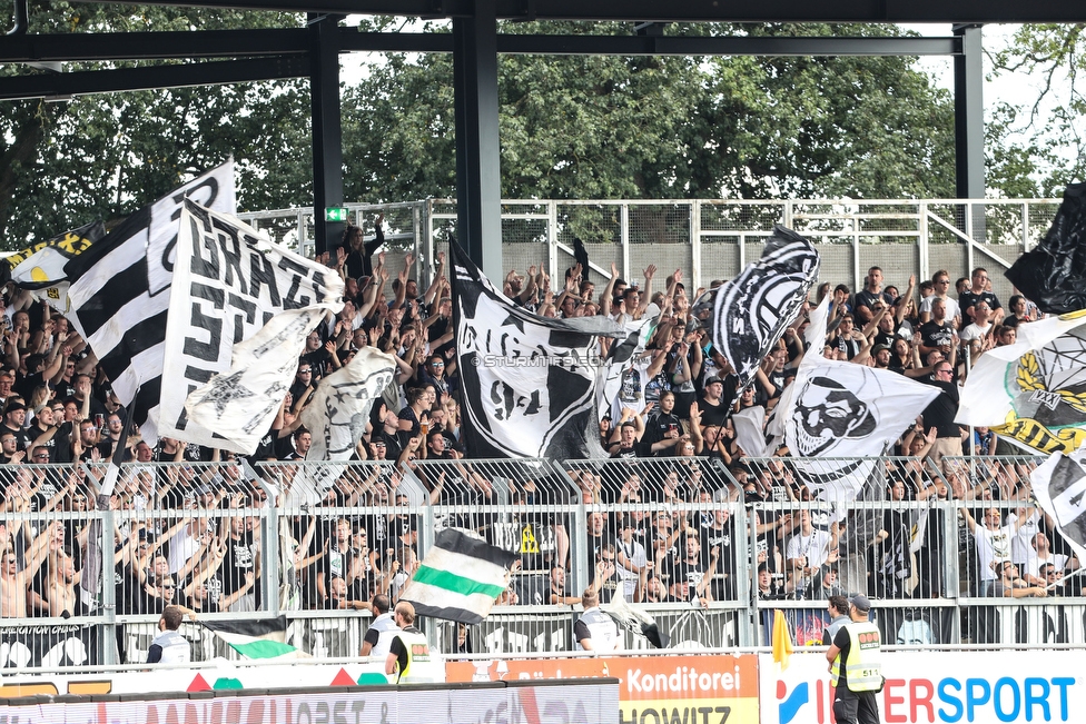 Wolfsberg - Sturm Graz
Oesterreichische Fussball Bundesliga, 2. Runde, Wolfsberger AC - SK Sturm Graz, Lavanttal Arena Wolfsberg, 04.08.2019. 

Foto zeigt Fans von Sturm
