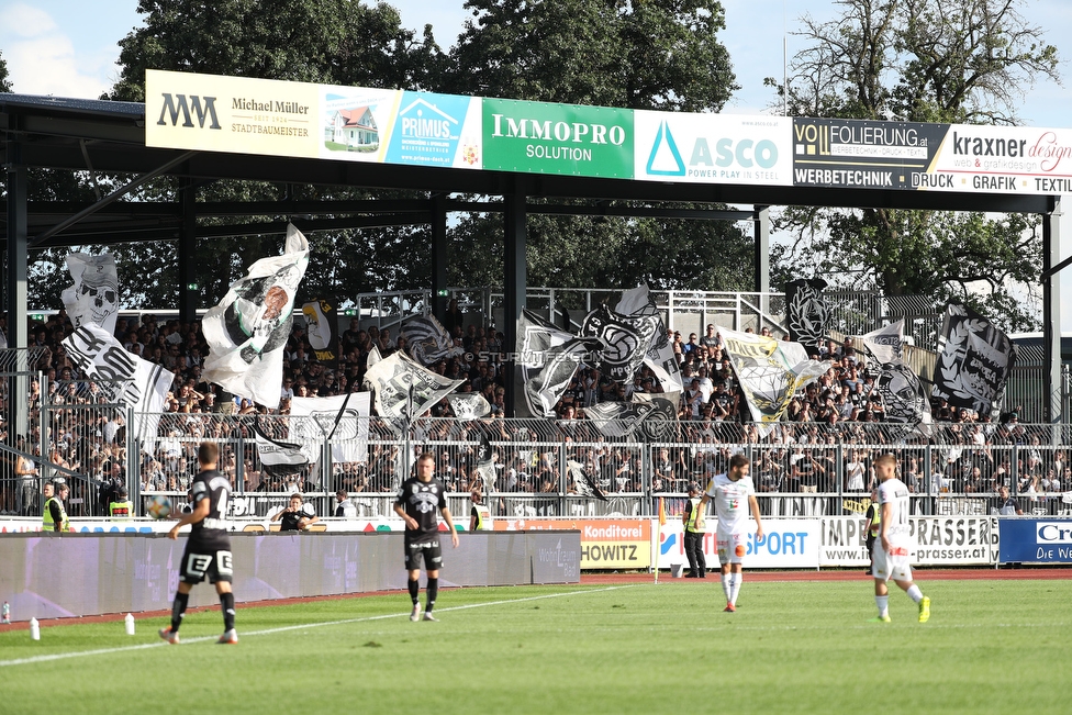 Wolfsberg - Sturm Graz
Oesterreichische Fussball Bundesliga, 2. Runde, Wolfsberger AC - SK Sturm Graz, Lavanttal Arena Wolfsberg, 04.08.2019. 

Foto zeigt Fans von Sturm
