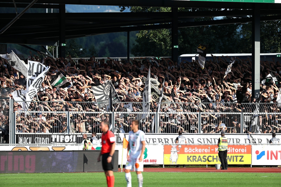 Wolfsberg - Sturm Graz
Oesterreichische Fussball Bundesliga, 2. Runde, Wolfsberger AC - SK Sturm Graz, Lavanttal Arena Wolfsberg, 04.08.2019. 

Foto zeigt Fans von Sturm
