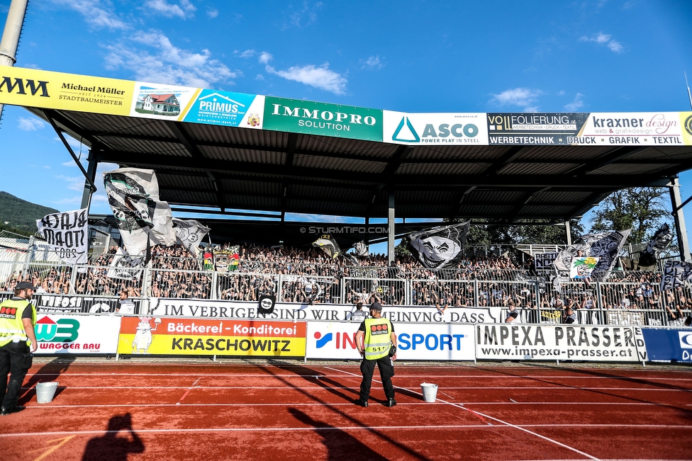 Wolfsberg - Sturm Graz
Oesterreichische Fussball Bundesliga, 2. Runde, Wolfsberger AC - SK Sturm Graz, Lavanttal Arena Wolfsberg, 04.08.2019. 

Foto zeigt Fans von Sturm
