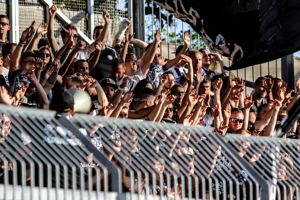 Wolfsberg - Sturm Graz
Oesterreichische Fussball Bundesliga, 2. Runde, Wolfsberger AC - SK Sturm Graz, Lavanttal Arena Wolfsberg, 04.08.2019. 

Foto zeigt Fans von Sturm
