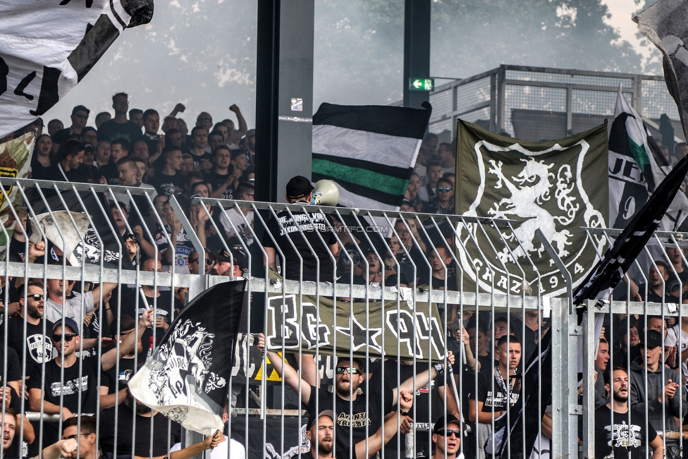 Wolfsberg - Sturm Graz
Oesterreichische Fussball Bundesliga, 2. Runde, Wolfsberger AC - SK Sturm Graz, Lavanttal Arena Wolfsberg, 04.08.2019. 

Foto zeigt Fans von Sturm
