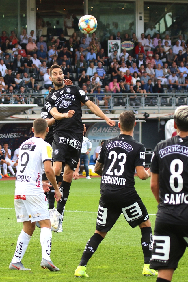 Wolfsberg - Sturm Graz
Oesterreichische Fussball Bundesliga, 2. Runde, Wolfsberger AC - SK Sturm Graz, Lavanttal Arena Wolfsberg, 04.08.2019. 

Foto zeigt Shon Weissman (Wolfsberg), Anastasios Avlonitis (Sturm), Lukas Spendlhofer (Sturm) und Emanuel Sakic (Sturm)
Schlüsselwörter: kopfball