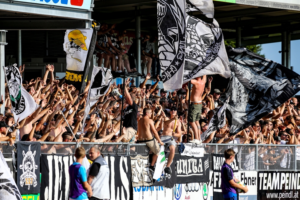 Hartberg - Sturm Graz
Oesterreichische Fussball Bundesliga, 3. Runde, TSV Hartberg - SK Sturm Graz, Stadion Hartberg, 1108.2019. 

Foto zeigt Fans von Sturm
